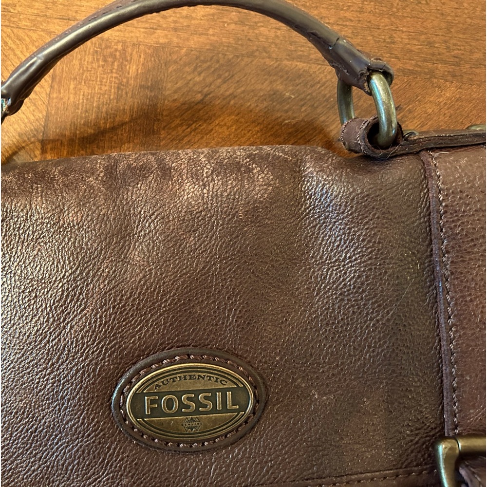 Fossil Brown Leather Briefcase